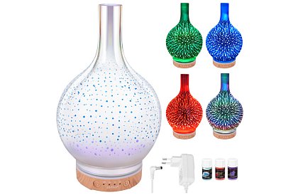 Aroma difuzér Zortiva 200 ml, RGB LED lampa, 3D efekt, aromaterapia