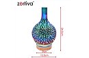 Aroma difuzér Zortiva 200 ml, RGB LED lampa, 3D efekt, aromaterapia