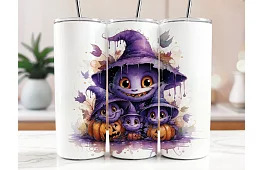 Cestovný termokelímok s brčkom 590 ml – Halloween čarodejnica 01