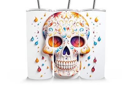 Cestovný termokelímok s brčkom 590 ml – Mexická lebka Santa Muerte 21