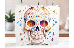 Cestovný termokelímok s brčkom 590 ml – Mexická lebka Santa Muerte 21