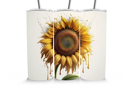 Cestovný termokelímok s brčkom 590 ml – Slnečnica s kvapkami medu 22