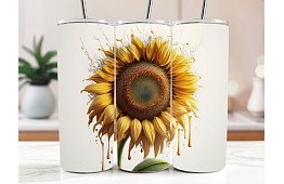 Cestovný termokelímok s brčkom 590 ml – Slnečnica s kvapkami medu 22