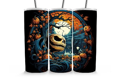 Cestovný termokelímok s brčkom 590 ml – Halloweensky kráľ Jack a tekvica 27
