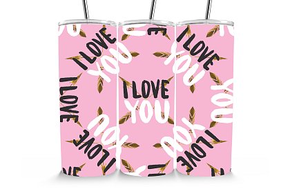 Cestovný termokelímok s brčkom 590 ml – I Love You s pierkami 39