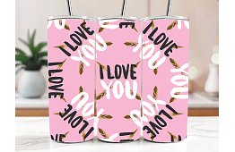 Cestovný termokelímok s brčkom 590 ml – I Love You s pierkami 39