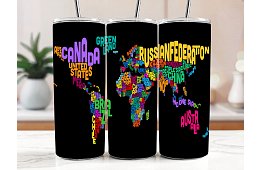 Cestovný termokelímok s brčkom 590 ml – Typografická mapa sveta 62