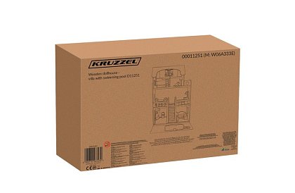 Drevený domček pre bábiky 90 cm s bazénom a LED osvetlením