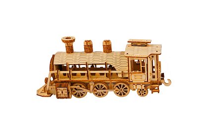 3D drevené puzzle - Parnej lokomotívy s tendrom