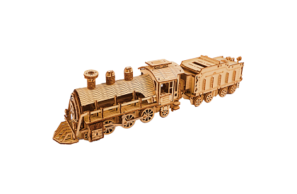 3D drevené puzzle - Parnej lokomotívy s tendrom