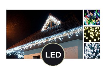 LED vianočný záves do okna – dážď 2,5 metrov