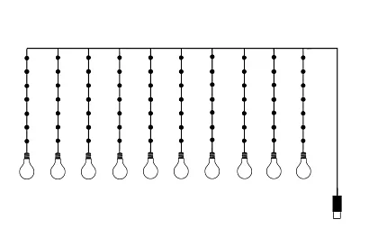 Svetelný LED záves so žiarovkami - 2,25 metrov