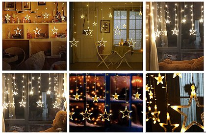 Vianočný LED svetelný záves – hviezdy