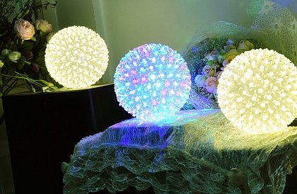 Vianočná LED svetelná závesná guľa – priemer 18cm