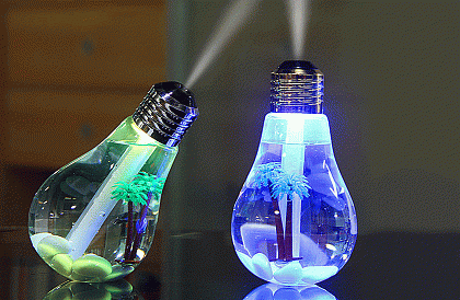 Zvlhčovač vzduchu s LED osvetlením – v tvare žiarovky