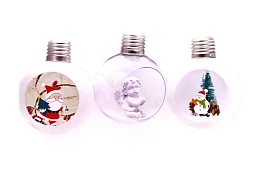 Vianočné banky s LED osvetlením a postavičkami vo vnútri – 3 kusy