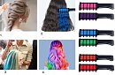 Hrebene s umývateľnými farebnými kriedami na vlasy – 6 farieb