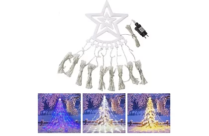 Vianočná LED svetelná reťaz - vodopád s hviezdou
