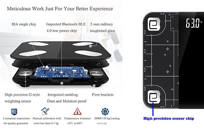 Bluetooth osobná váha s teplomerom a LED displejom