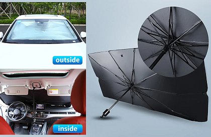 Skladacia slnečná clona – dáždnik - na čelné sklo automobilu