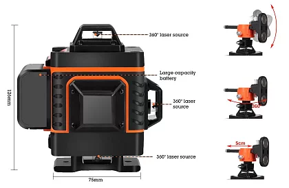 4D Laserová vodováha 360° – 16 línií – nivelačný laser