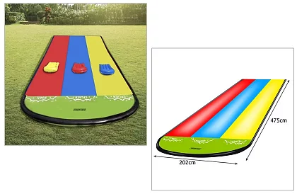 Trojitá vodná šmykľavka s fontánou + 3 člny