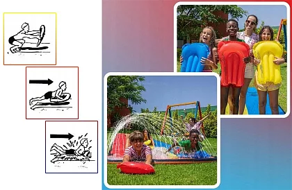 Trojitá vodná šmykľavka s fontánou + 3 člny