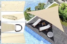 Stíníca slnečná plachta trojuholník 3 x 3 x 3 m – Béžová