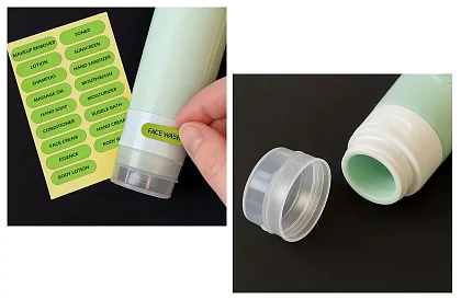 Cestovné fľaštičky do lietadla na kozmetiku – sada s taštičkou