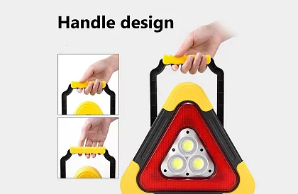 LED výstražný trojuholník so svietidlom, powerbankou a solárnym nabíjaním