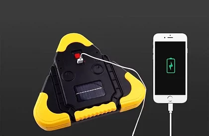 LED výstražný trojuholník so svietidlom, powerbankou a solárnym nabíjaním