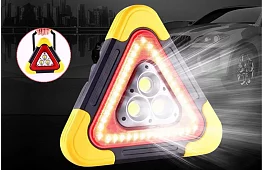 LED výstražný trojuholník so svietidlom, powerbankou a solárnym nabíjaním