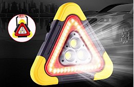 LED výstražný trojuholník so svietidlom, powerbankou a solárnym nabíjaním