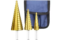 Sada kužeľových vrtákov na plech - 3ks