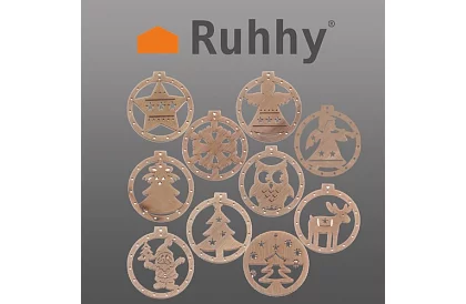 Drevené vianočné ozdoby – sada 10 kusov s povrázkom