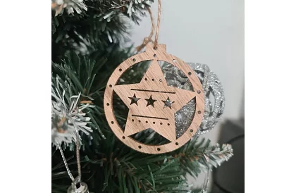 Drevené vianočné ozdoby – sada 10 kusov s povrázkom