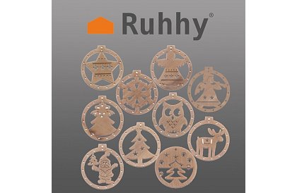 Drevené vianočné ozdoby – sada 10 kusov s povrázkom