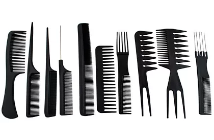 Profesionálne kadernícke hrebene - sada 10 kusov