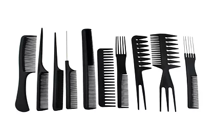 Profesionálne kadernícke hrebene - sada 10 kusov