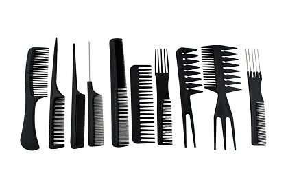 Profesionálne kadernícke hrebene - sada 10 kusov