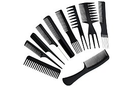 Profesionálne kadernícke hrebene - sada 10 kusov