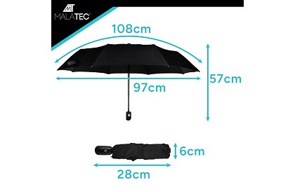 Veľký skladací vetruodolný dáždnik Malatec – rýchle otváranie