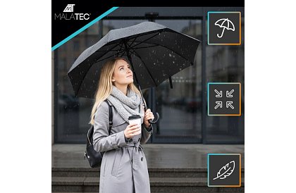 Veľký skladací vetruodolný dáždnik Malatec – rýchle otváranie