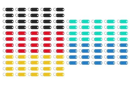 Kľúčenky pre jednoduchú identifikáciu – 100 ks, farebné