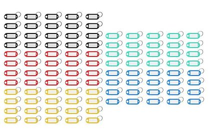 Kľúčenky pre jednoduchú identifikáciu – 100 ks, farebné