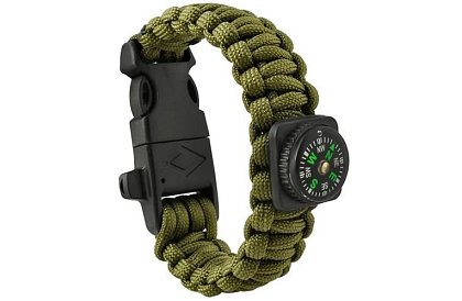 Náramok SURVIVAL 5v1 s doplnkami - zelený