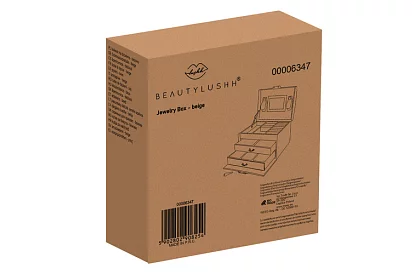 Elegantná šperkovnica – béžová so zámkom a saténovým povrchom