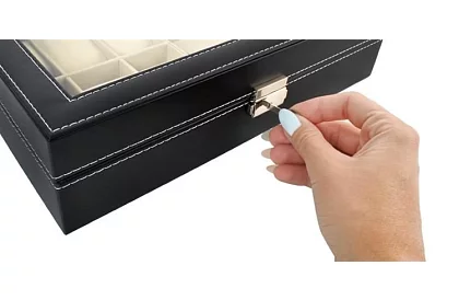 Organizér na hodinky a okuliare – elegantná úložná krabica - Čierny