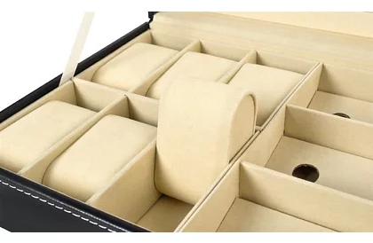 Organizér na hodinky a okuliare – elegantná úložná krabica - Čierny