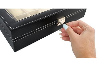 Organizér na hodinky a okuliare – elegantná úložná krabica - Čierny